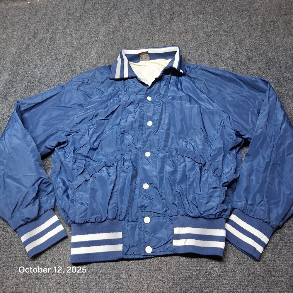 Vintage Aristo Jac Hilton Satin Bomber Jacket Size Large Blue All Tool‎